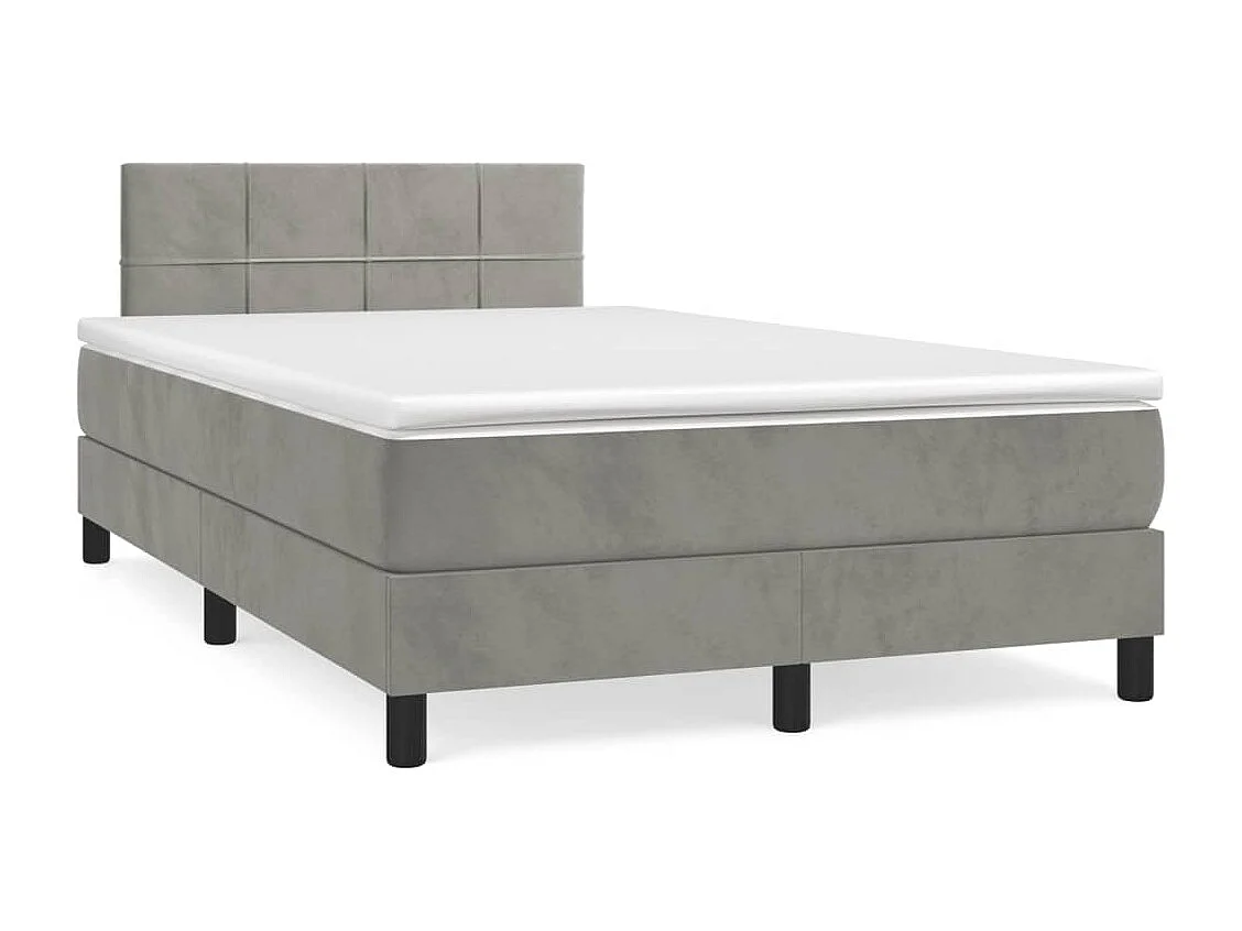 Lit à sommier tapissier et matelas Gris clair 120x200 Velours
