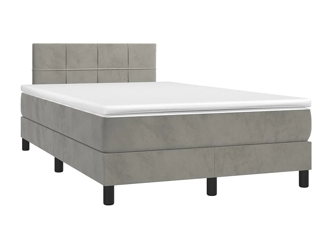 Lit à sommier tapissier et matelas Gris clair 120x200 Velours