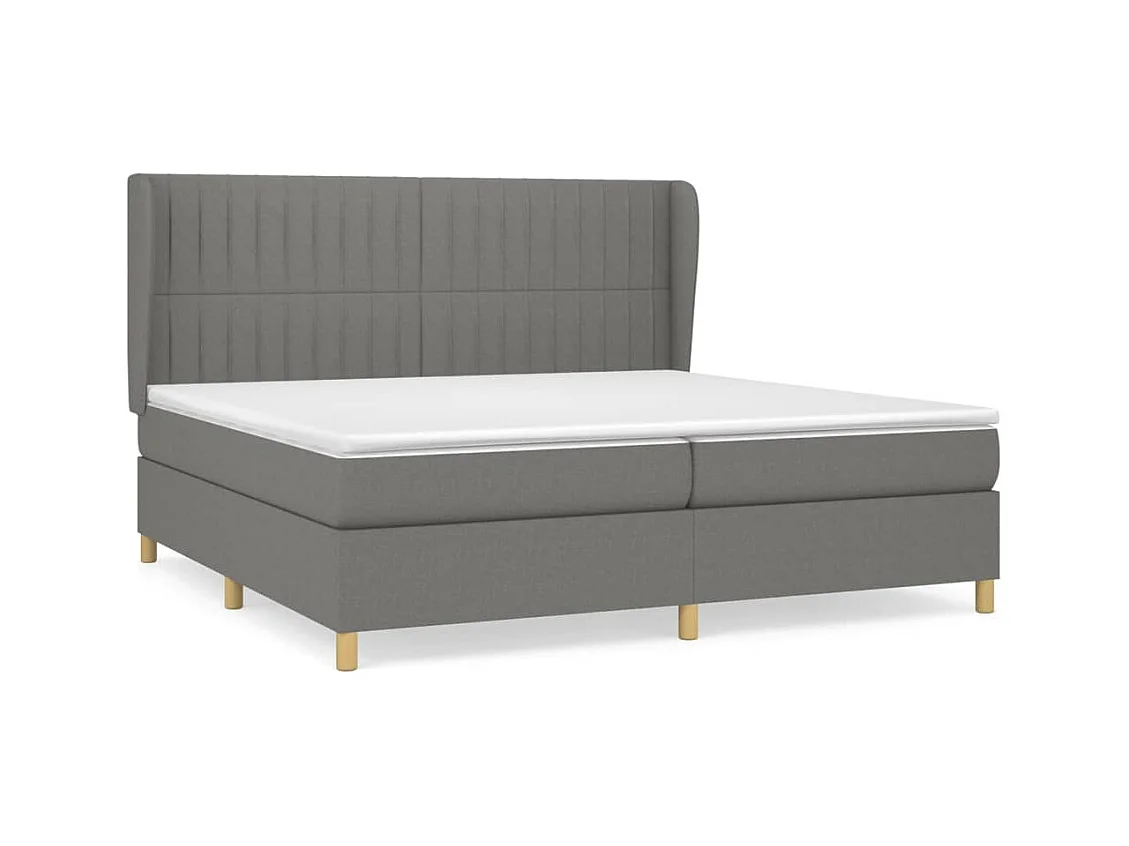 Lit à sommier tapissier avec matelas Gris foncé 200x200 Tissu 10