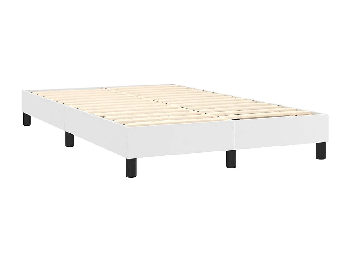 Lit à sommier tapissier et matelas et LED Blanc 120x200 Similicuir