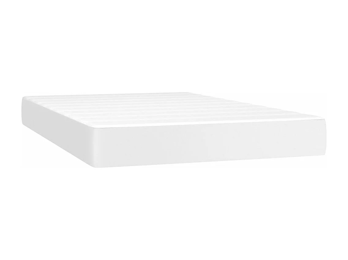 Lit à sommier tapissier et matelas et LED Blanc 120x200 Similicuir