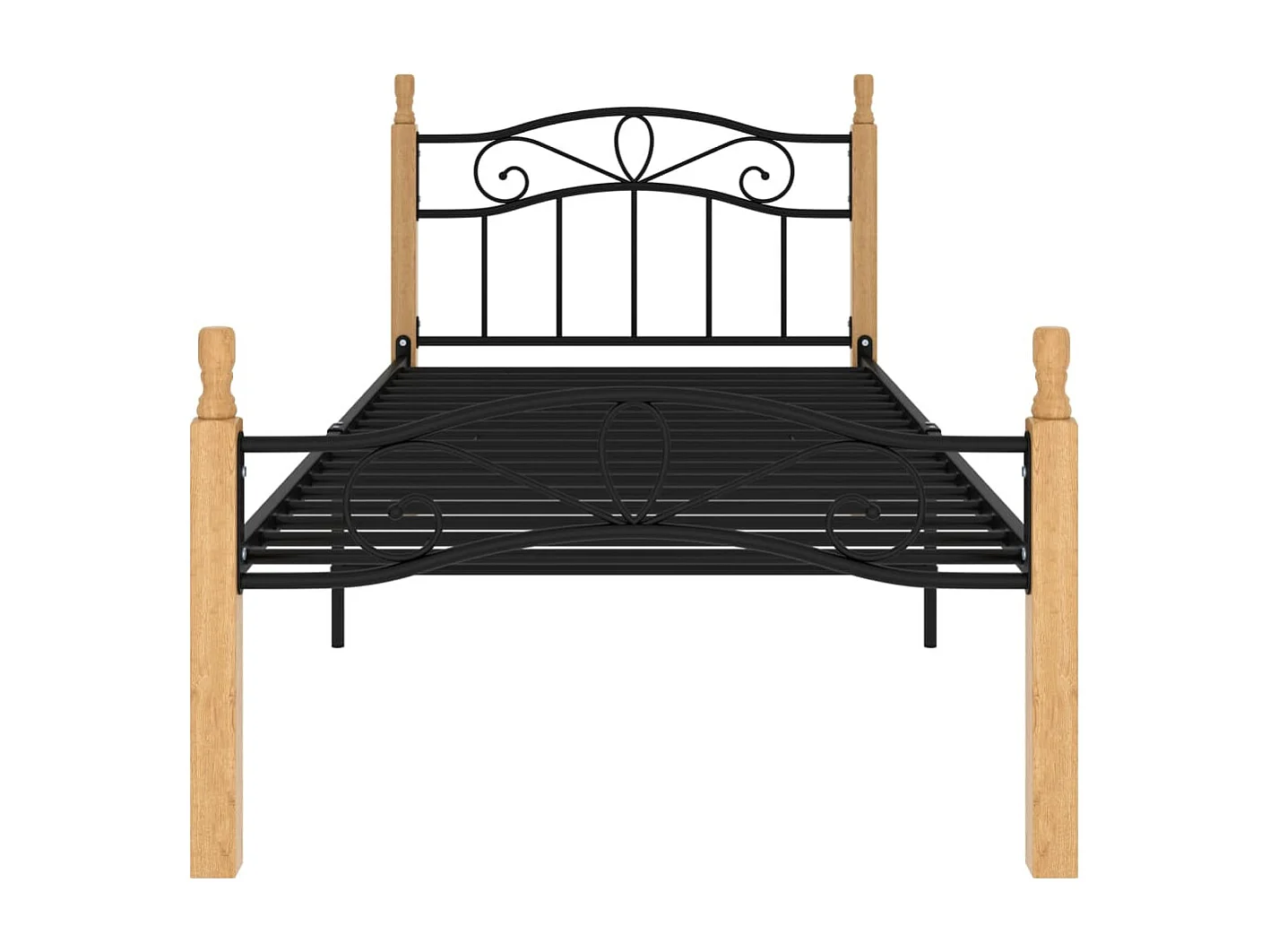Lit Noir Métal et bois de chêne massif 100x200 2