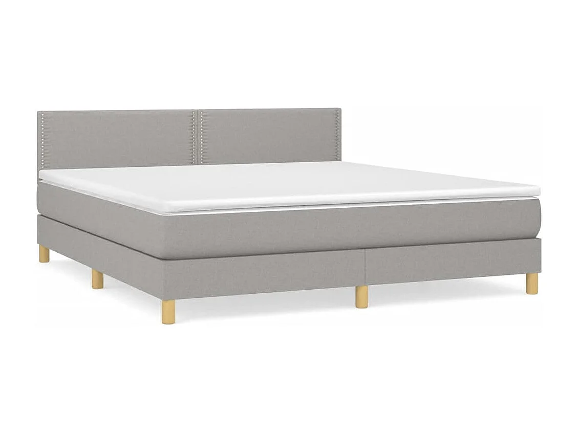 Lit à sommier tapissier avec matelas Gris clair 160x200 Tissu 4