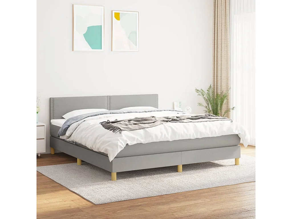 Lit à sommier tapissier avec matelas Gris clair 160x200 Tissu 4