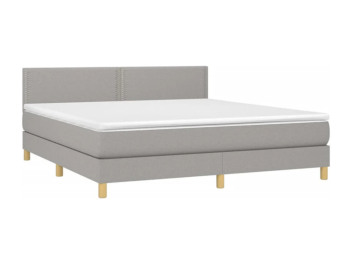 Lit à sommier tapissier avec matelas Gris clair 160x200 Tissu 4