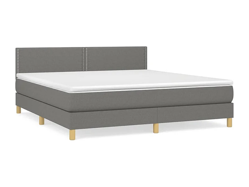 Lit à sommier tapissier avec matelas Gris foncé 160x200 Tissu 3