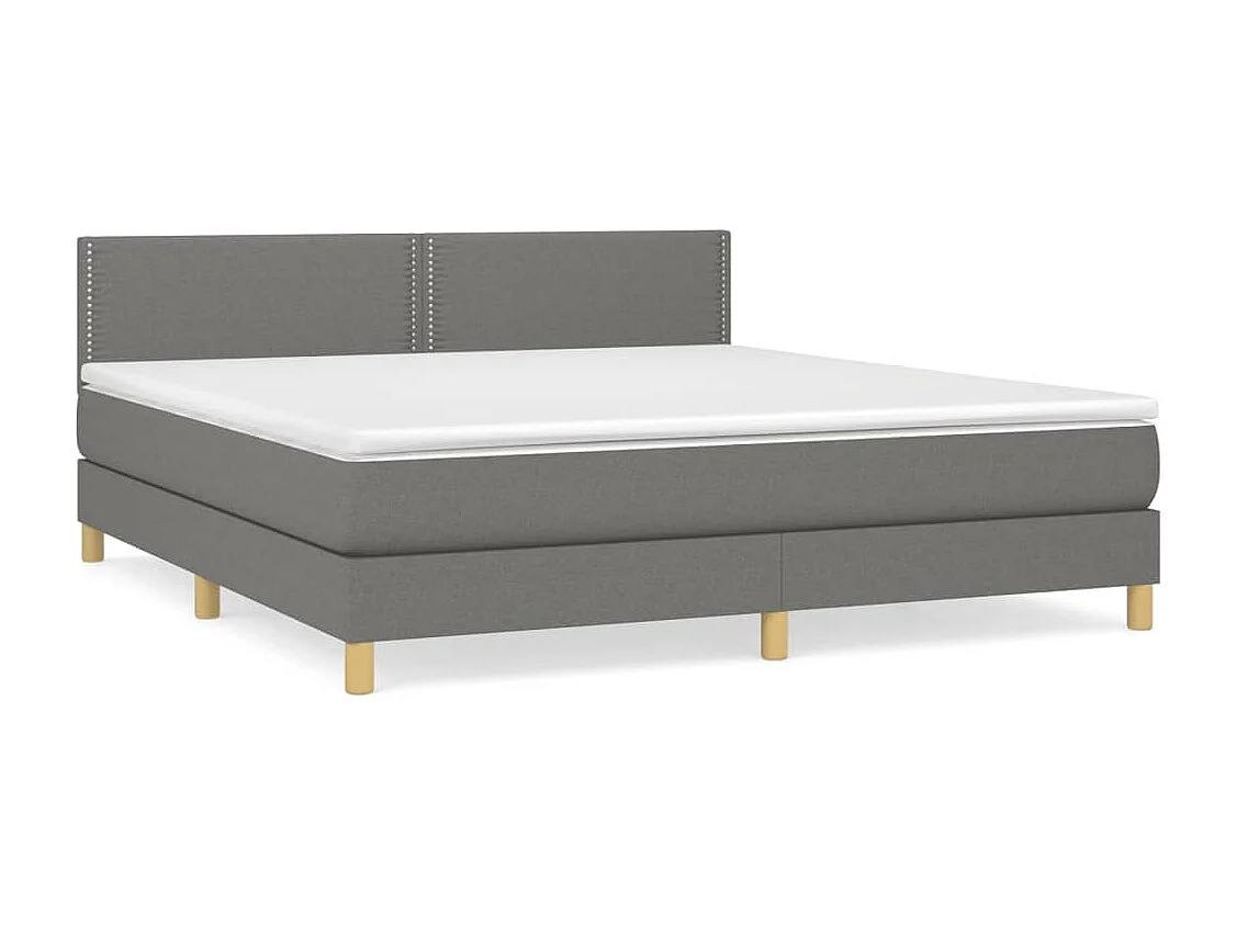 Lit à sommier tapissier avec matelas Gris foncé 160x200 Tissu 3