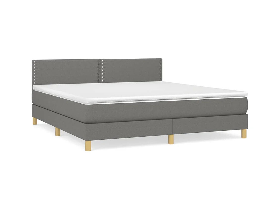 Lit à sommier tapissier avec matelas Gris foncé 160x200 Tissu 3