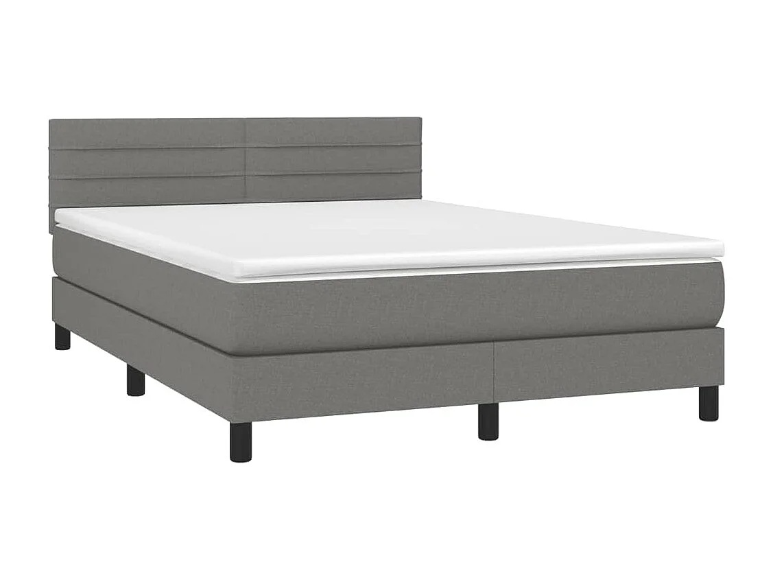 Lit à sommier tapissier avec matelas Gris foncé 140x190 Tissu 2