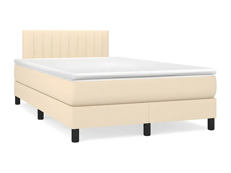 Lit à sommier tapissier avec matelas Crème 120x200 Tissu 4