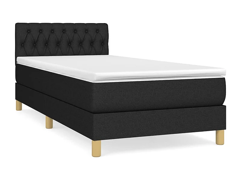 Lit à sommier tapissier et matelas Noir 80x200 Tissu 2