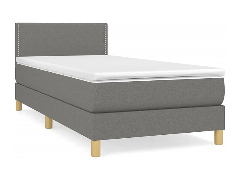 Lit à sommier tapissier avec matelas Gris foncé 90x200 Tissu 2
