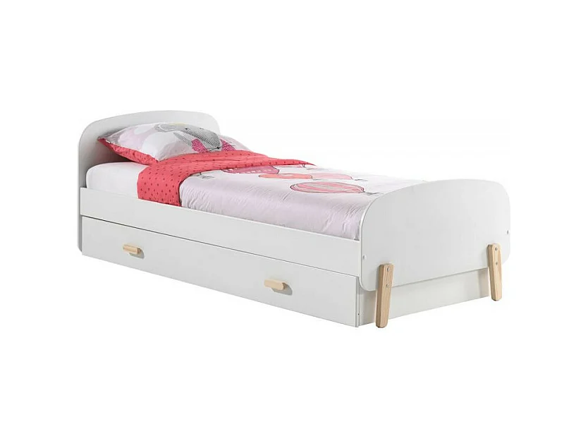 Cama nido Kiddy 90x200 cm lacado blanco y pino macizo claro