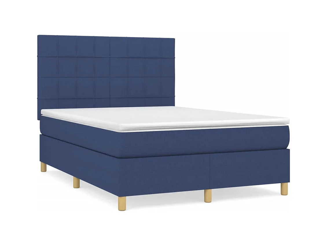 Lit à sommier tapissier avec matelas Bleu 140x200 Tissu 6