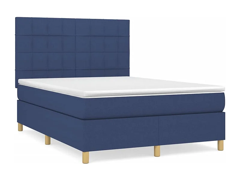 Lit à sommier tapissier avec matelas Bleu 140x200 Tissu 6