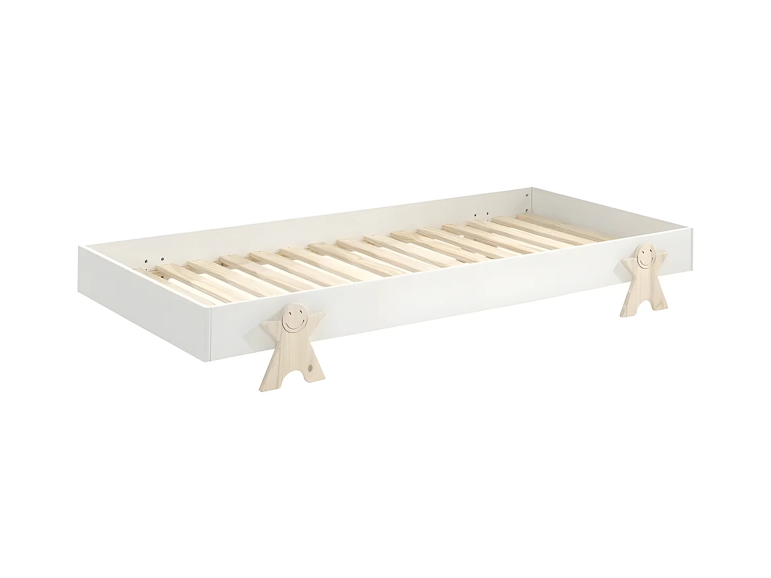 Lit Enfant en Bois "Modulo Smiley" 90x200cm Blanc