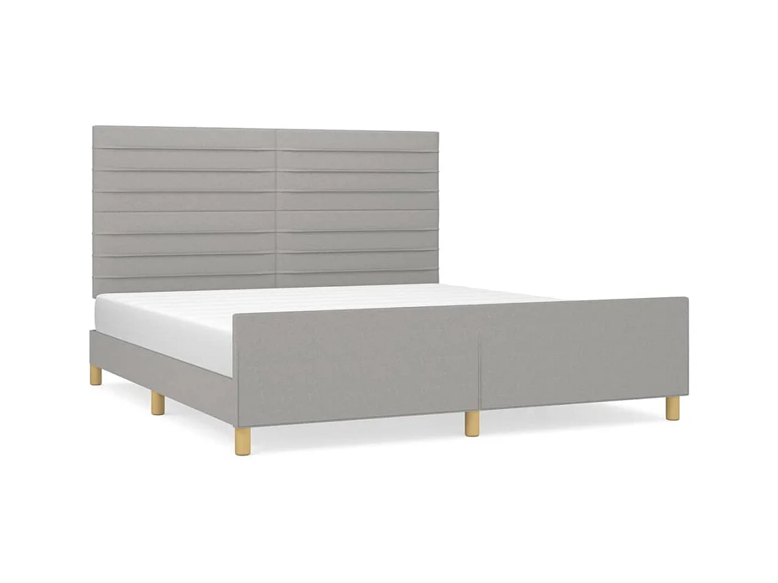 Lit avec tête de lit Gris clair 160x200 Tissu