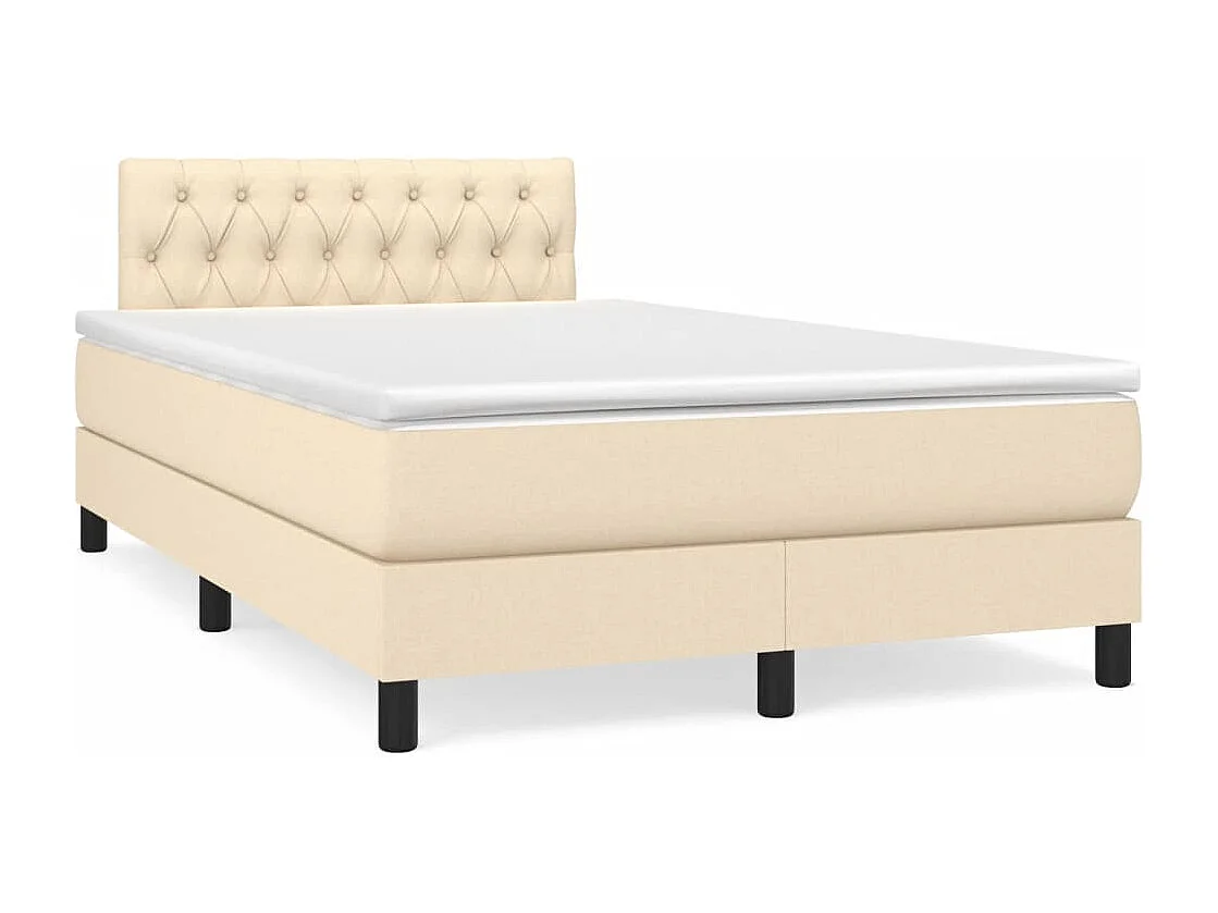 Lit à sommier tapissier avec matelas Crème 120x200 Tissu 5