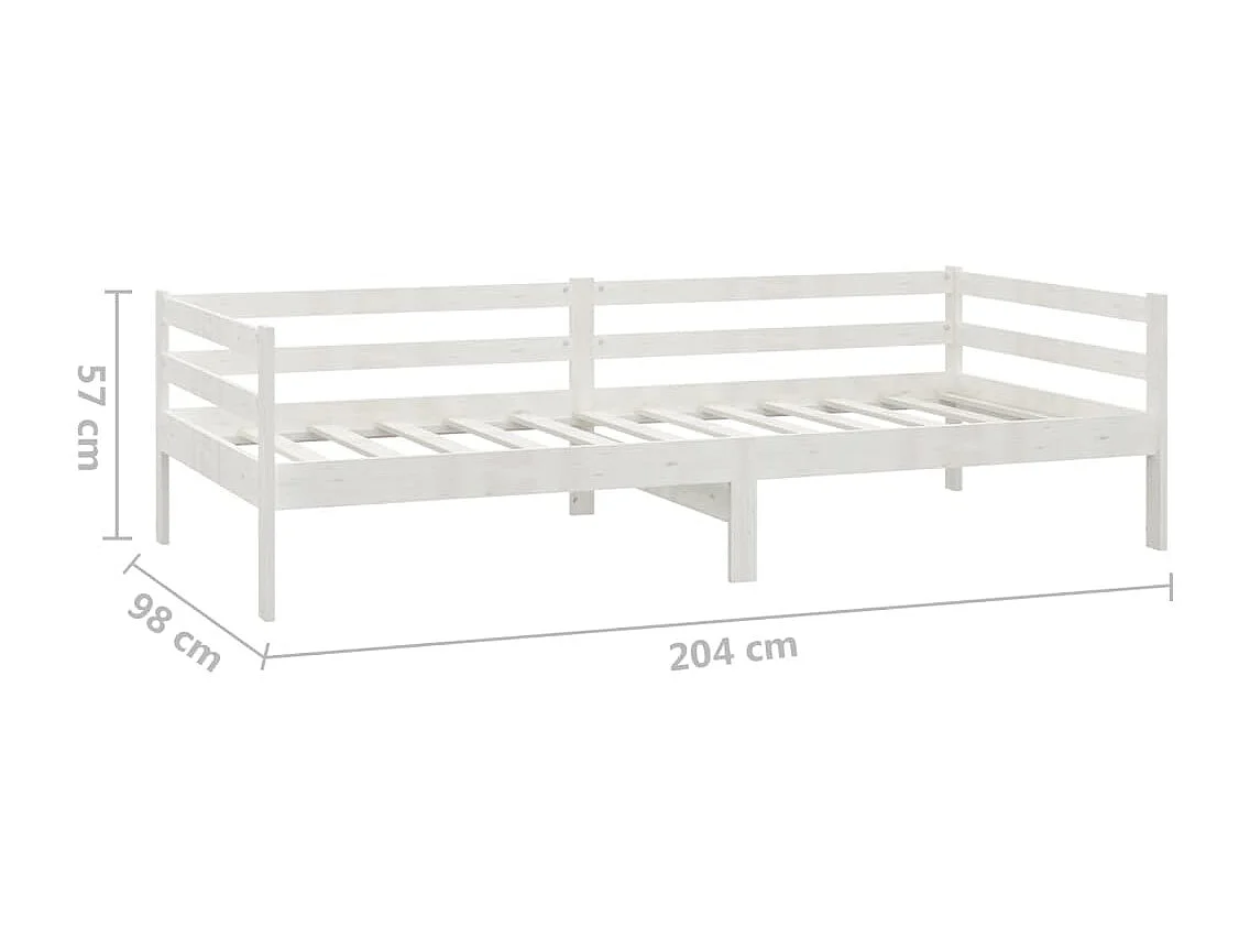 Lit avec matelas 90x200 Blanc Bois de pin massif 2