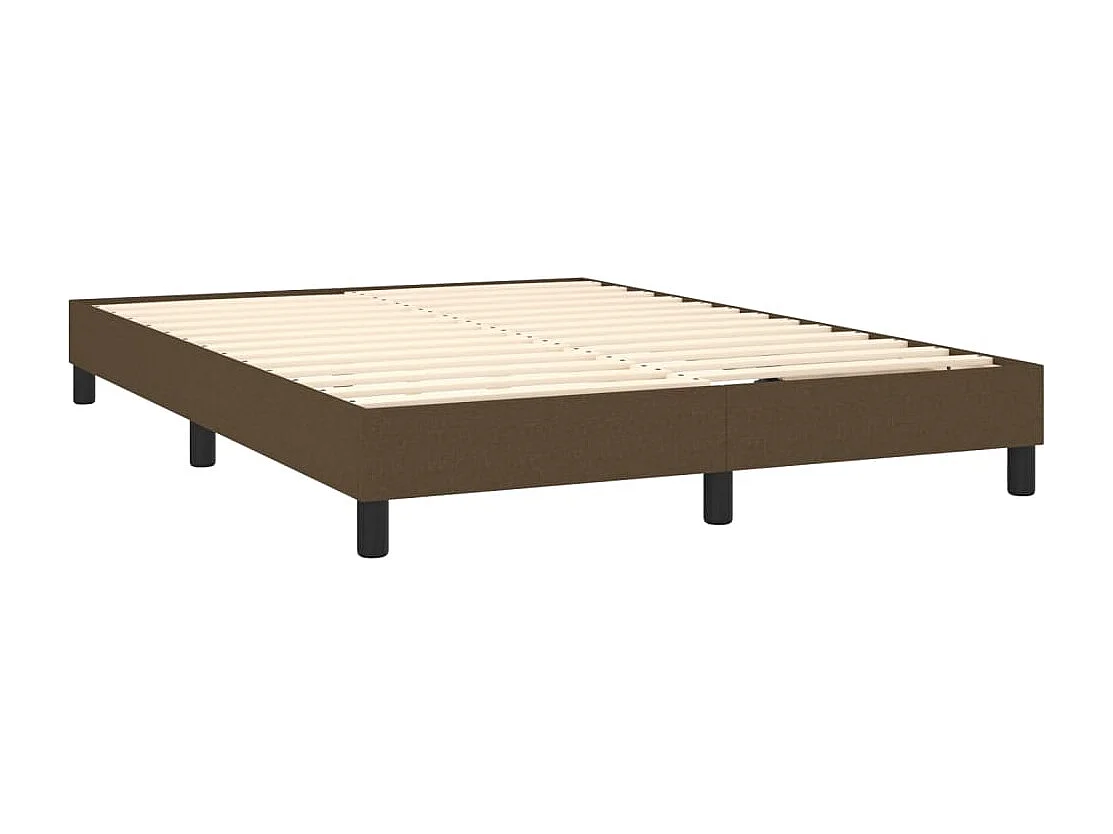 Lit à sommier tapissier matelas et LED Marron foncé 140x200 Tissu