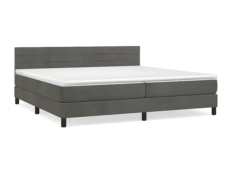 Lit à sommier tapissier et matelas Gris foncé 200x200 Velours 4