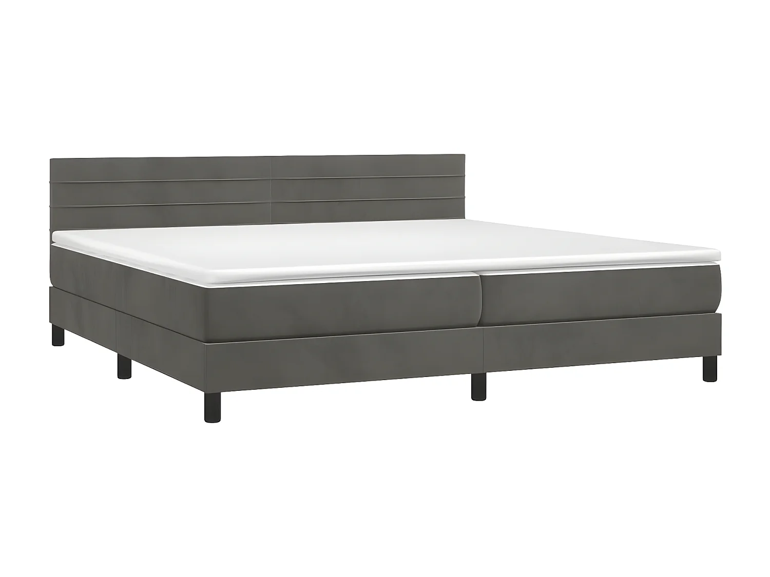 Lit à sommier tapissier et matelas Gris foncé 200x200 Velours 4