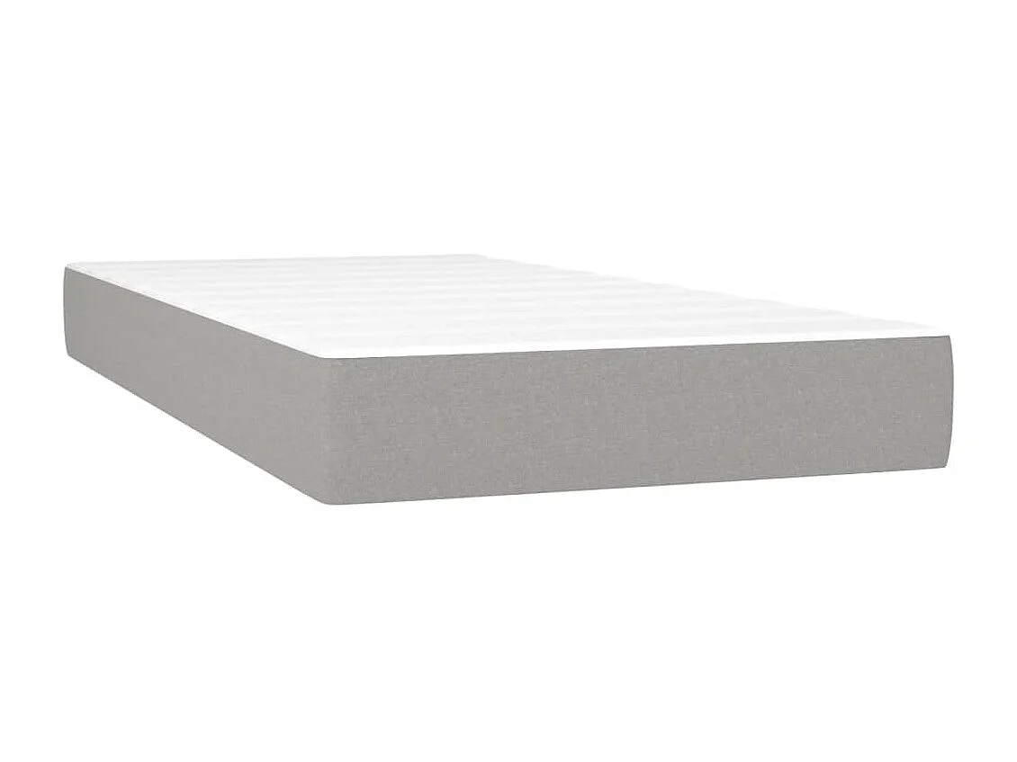 Lit à sommier tapissier avec matelas et LED Gris clair 90x200 Tissu