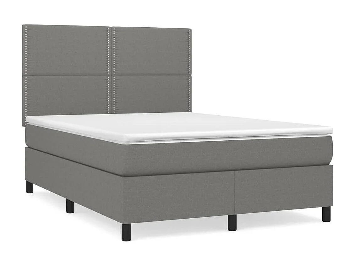 Lit à sommier tapissier avec matelas Gris foncé 140x190 Tissu 6