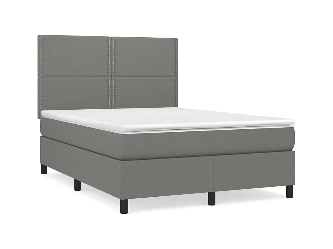 Boxspring met matras stof donkergrijs 140x190 cm