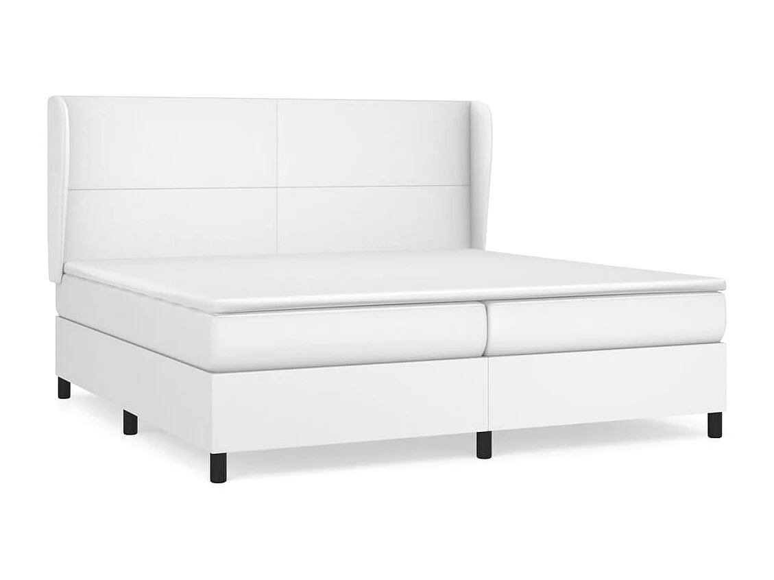 Lit à sommier tapissier avec matelas Blanc 200x200 Similicuir 2