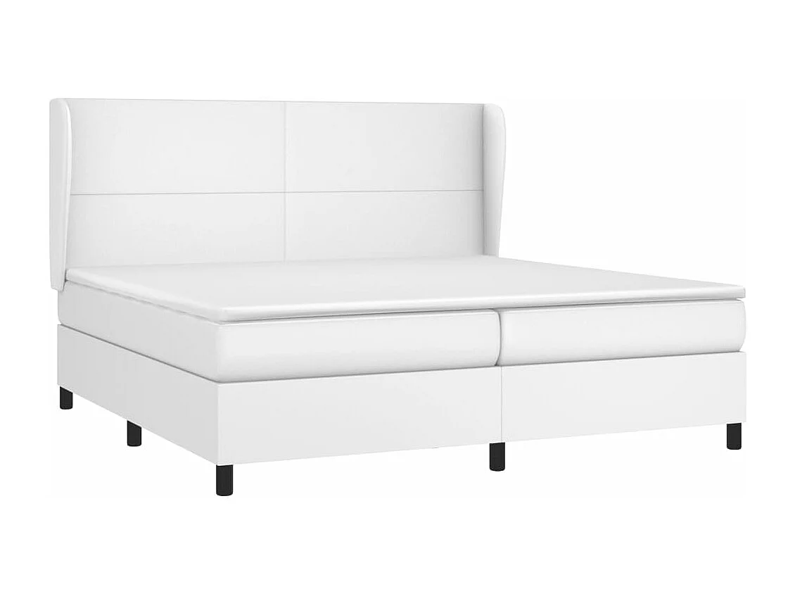 Lit à sommier tapissier avec matelas Blanc 200x200 Similicuir 2