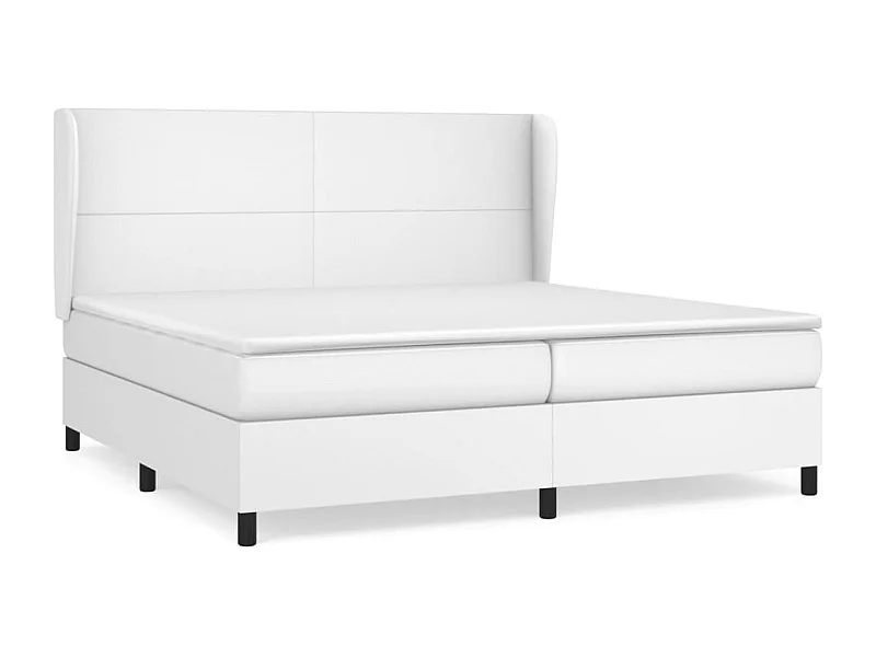 Lit à sommier tapissier avec matelas Blanc 200x200 Similicuir 2