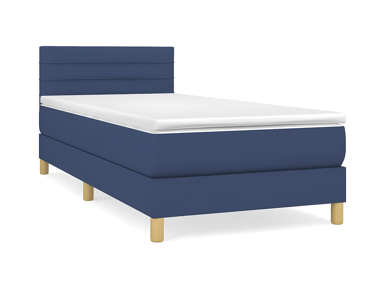 Lit à sommier tapissier avec matelas Bleu 100x200 Tissu 3