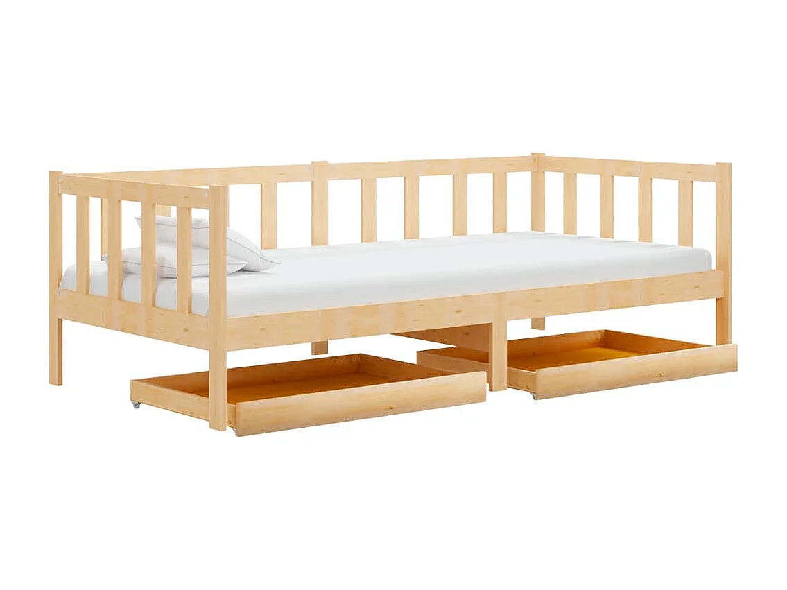 Lit avec tiroirs 90x200 Bois de pin massif 3