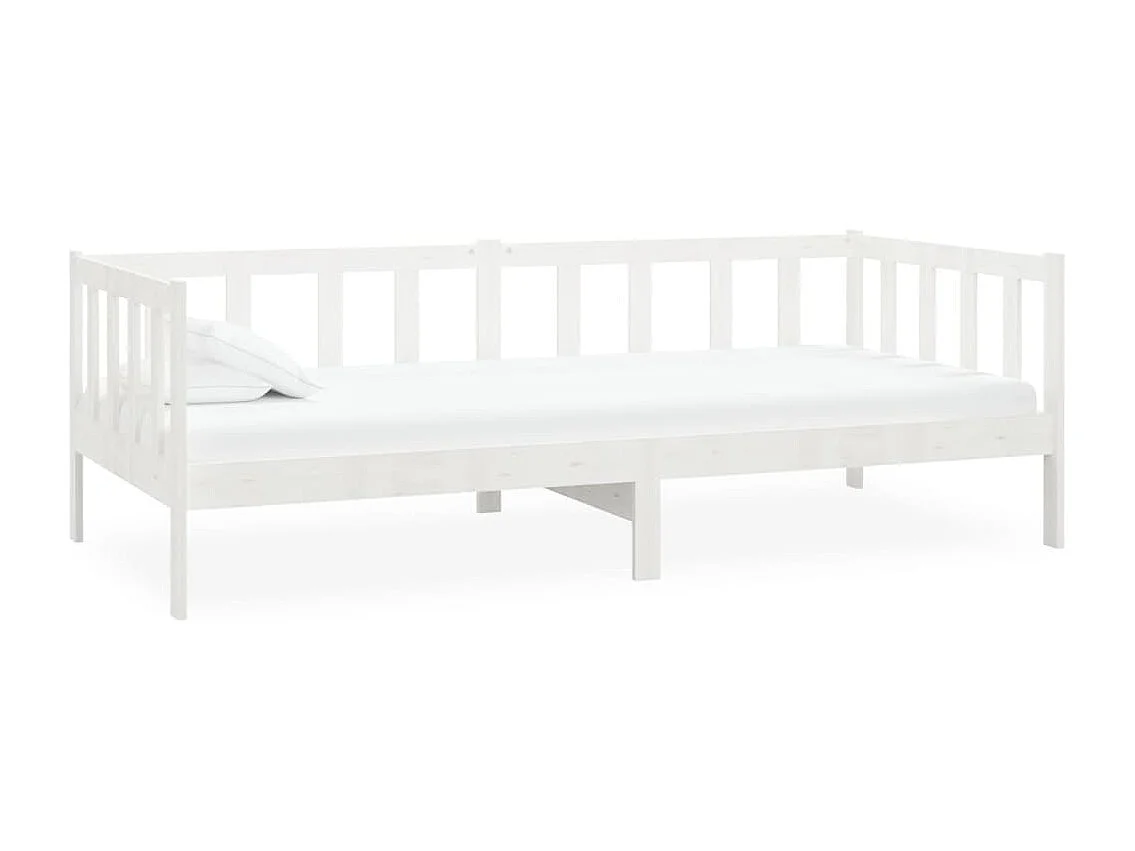 Lit avec matelas 90x200 Blanc Bois de pin massif 9