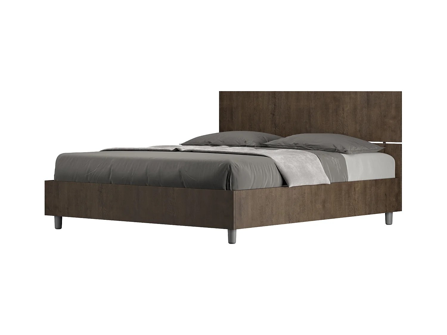 Lit sans sommier 160x200 tête de lit droite noyer Demas