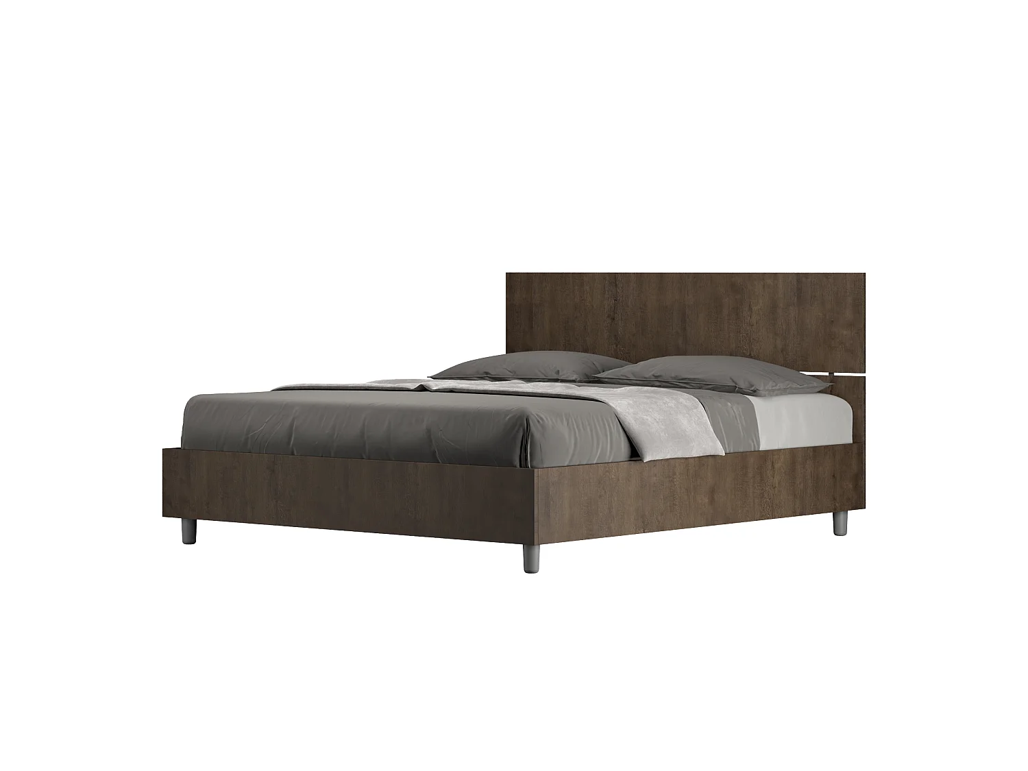Lit sans sommier 160x200 tête de lit droite noyer Demas