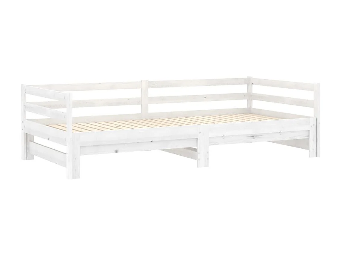 Lit coulissant 2x(90x200) cm Blanc Bois de pin massif 3