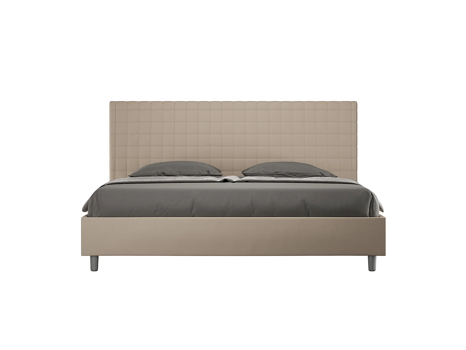 Lit king size coffre rembourré 200x200  similicuir taupe Sunny