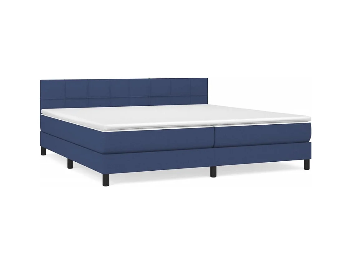 Lit à sommier tapissier avec matelas Bleu 200x200 Tissu 3
