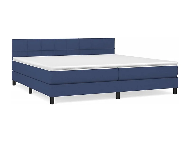 Lit à sommier tapissier avec matelas Bleu 200x200 Tissu 3