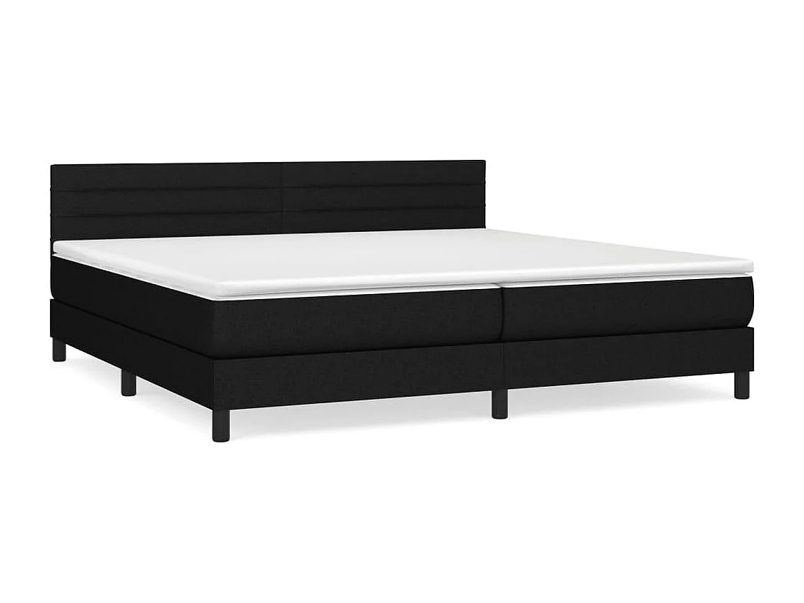 Lit à sommier tapissier avec matelas Noir 200x200 Tissu 4