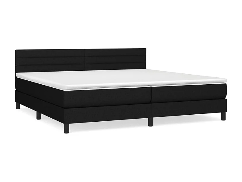 Lit à sommier tapissier avec matelas Noir 200x200 Tissu 4