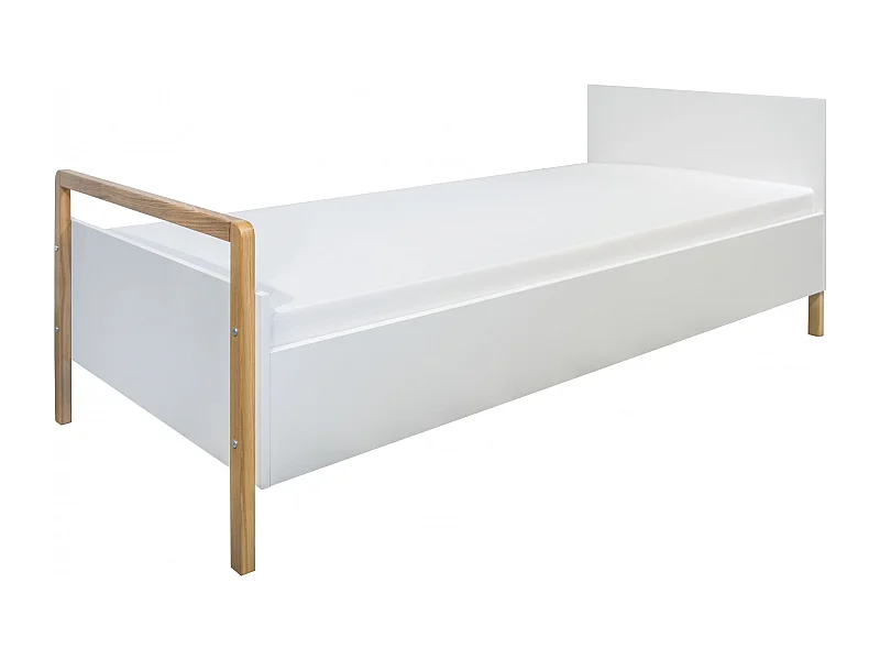 Scandinavisch kinderbed in wit en gelakt eikenhout Vanka 80x180 cm-Zonder matras