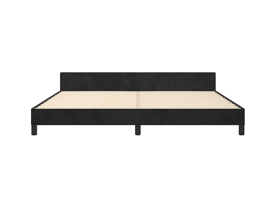Lit avec tête de lit Noir 200x200 Velours