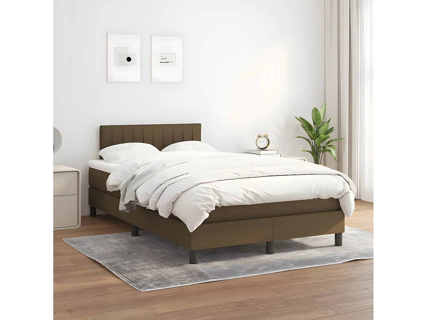 Lit à sommier tapissier avec matelas Marron foncé 120x200 5