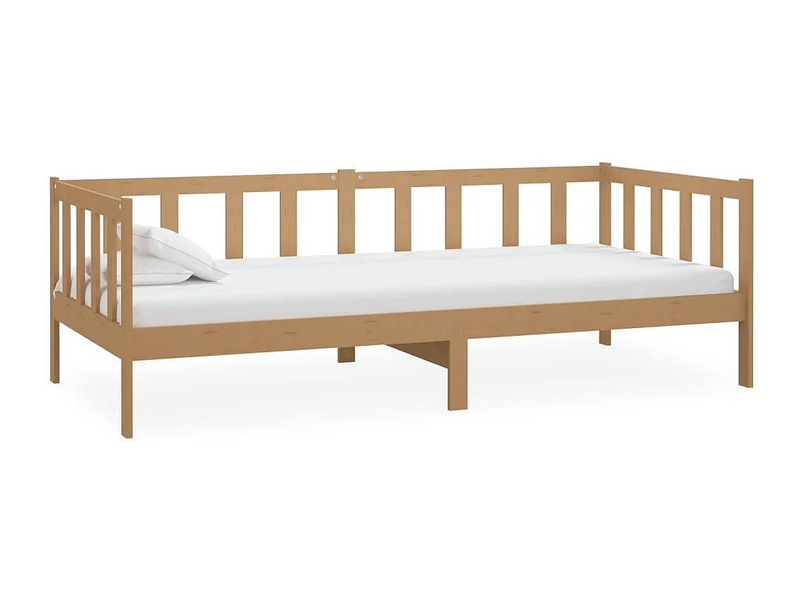 Lit avec matelas 90x200 Marron miel Bois de pin massif 14