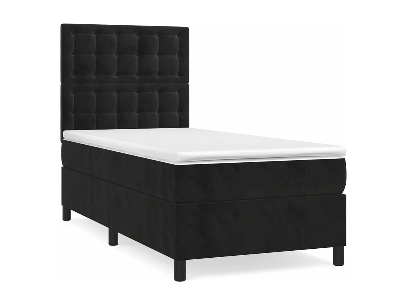 Lit à sommier tapissier avec matelas Noir 90x190 Velours