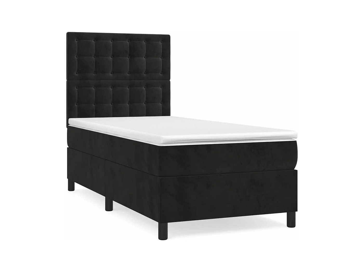 Lit à sommier tapissier avec matelas Noir 90x190 Velours