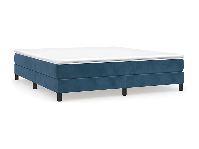 Lit à sommier tapissier et matelas Bleu foncé 160x200 Velours